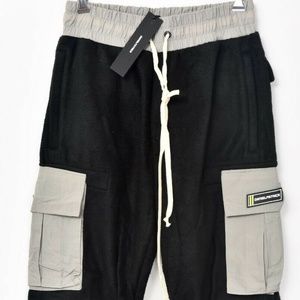 NWT DANIEL PATRICK Los Angeles Black Smoke Gray Fleece Cargo Pants Joggers S
